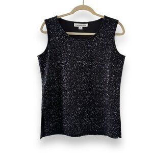 Caroline Rose Black Metallic Sleeveless Blouse Women’s Size XS Made in USA